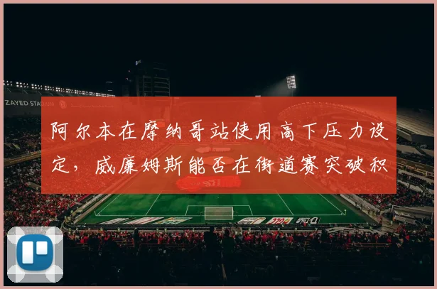 阿尔本在摩纳哥站使用高下压力设定,威廉姆斯能否在街道赛突破积分区?